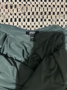 Express Body Contour Olive Green Ruched Swim Bottom